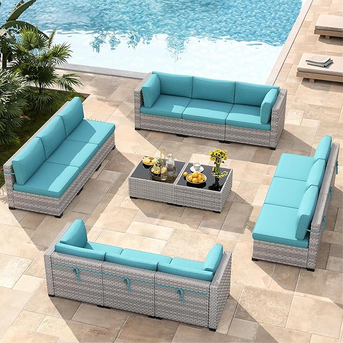 12-Seat Modular Patio Furniture Set – Outdoor Wicker Sectional Sofa