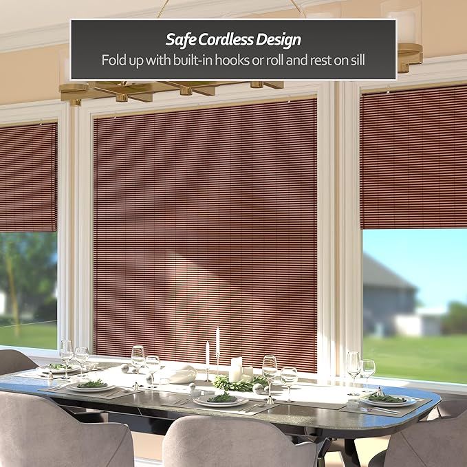 Red Lantern Bamboo Cordless Window Shade