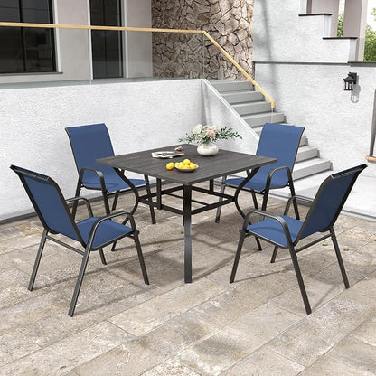 Patio Chairs Set of 8, Stackable Outdoor Dining Chairs for All Weather Textilene Fabric & Metal Frame, Outdoor Chairs Set for Backyard Deck Garden