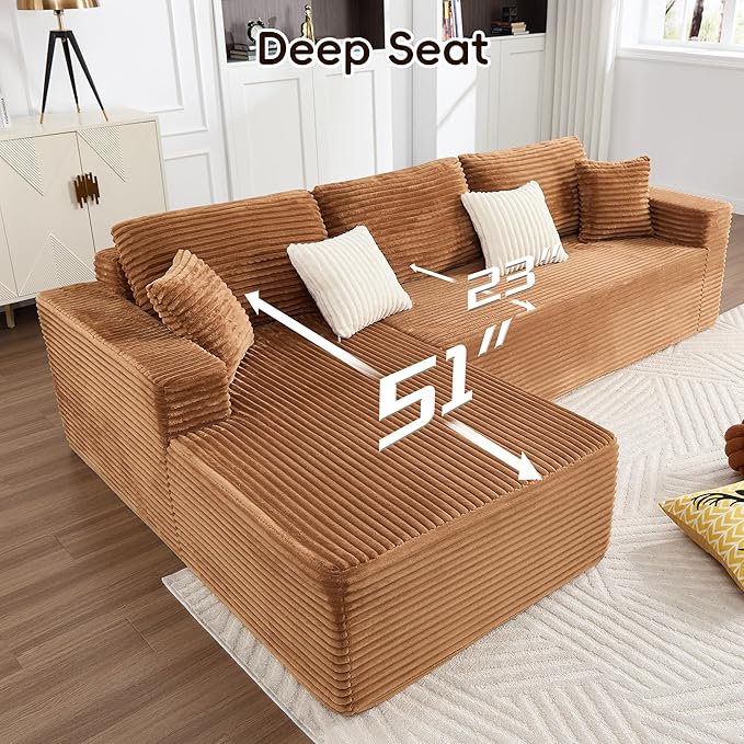Opiesit 108" Boneless Couches for Living Room, Modular Sectional Sofa