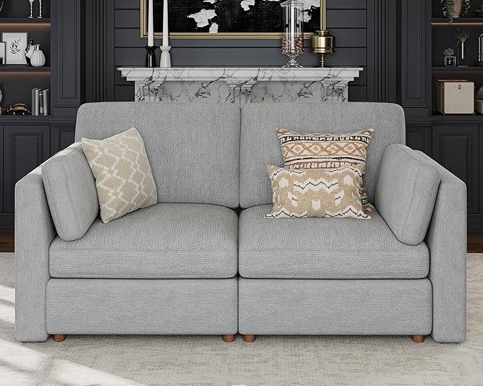 Oversized 2 Seater Modular Sectional Sofa, Solid Wood Frame Sofa, Removable