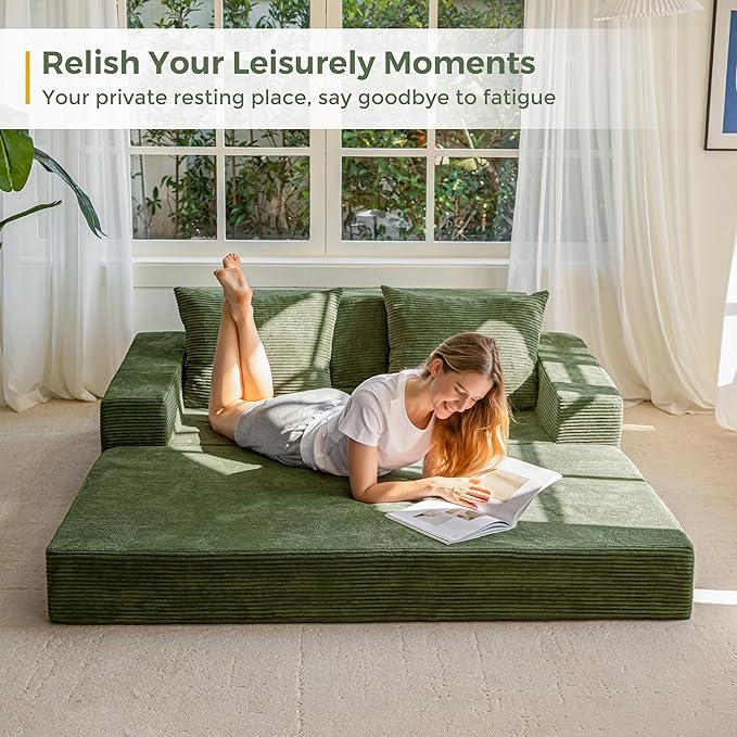 MAXYOYO Loveseat Sofa Bed, 4 in 1 Convertible Boneless Couch Folding Recliner