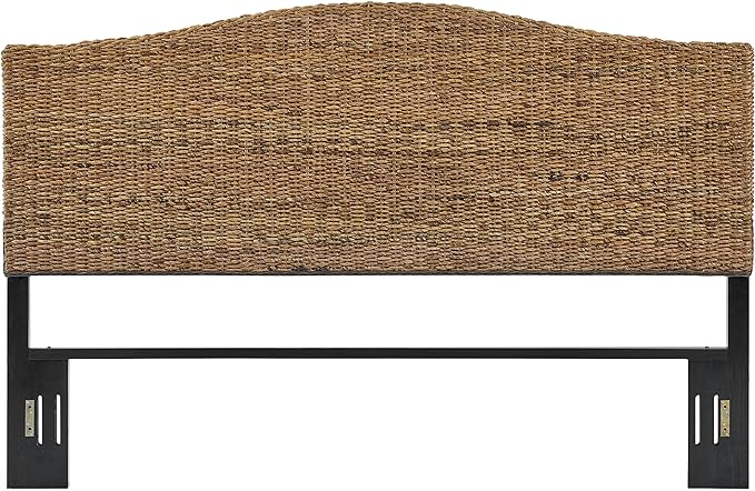 Crosley Furniture Serena Handwoven Natural Fiber Rattan Bed Headboard, Banana