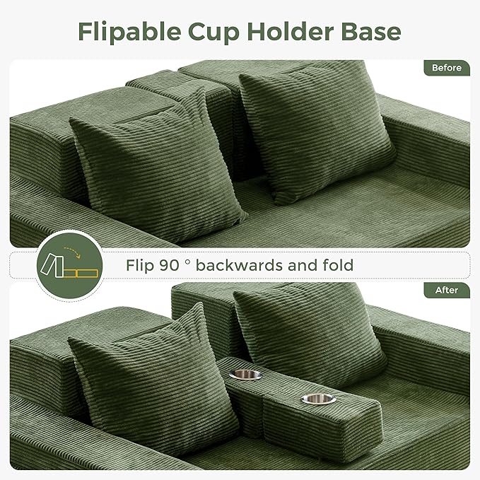 MAXYOYO Loveseat Sofa Bed, 4 in 1 Convertible Boneless Couch Folding Recliner
