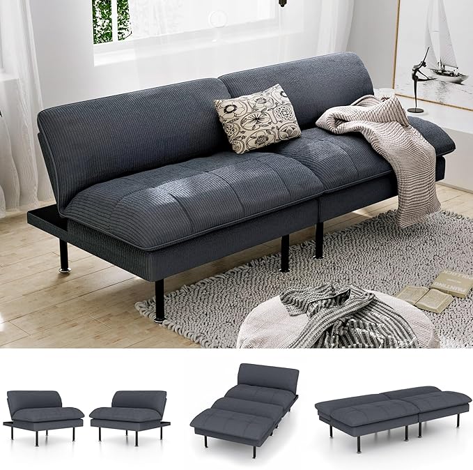 Ribilake 70" Futon Sofa Bed, 4 in 1 Multi-Function Couch Sleeper