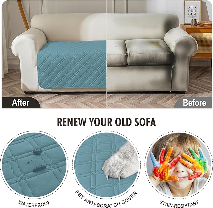 Genina Waterproof Couch Cover, Washable Anti-Slip 67 inch Sofa Covers