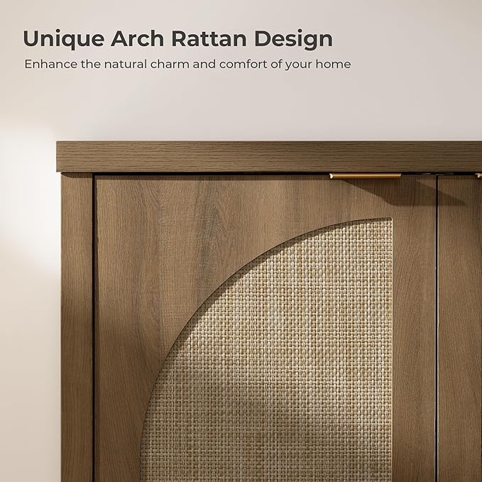 SICOTAS 68" W Rattan Sideboard Buffet Cabinet
