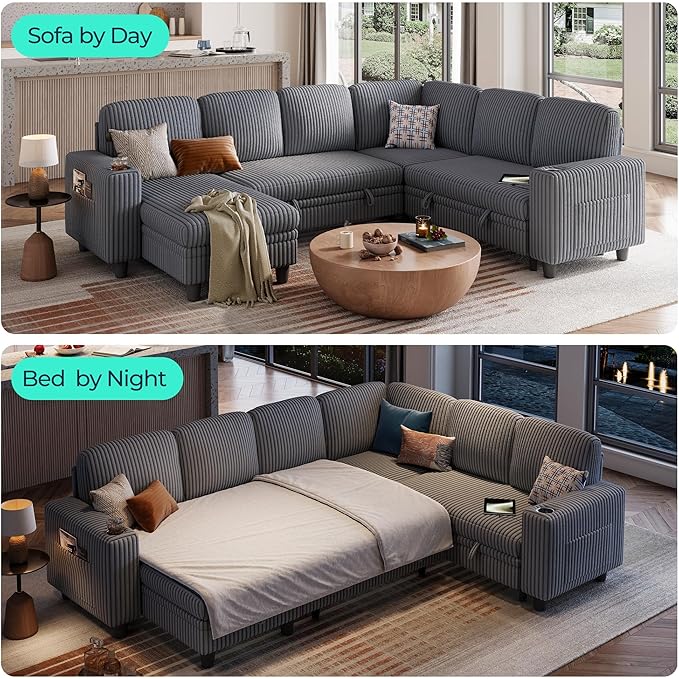 LINSY HOME Sectional Sleeper Sofa Pull Out Couches