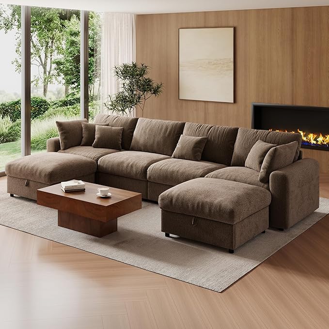WorthFurni 140” Oversized Cloud Sectional Couches