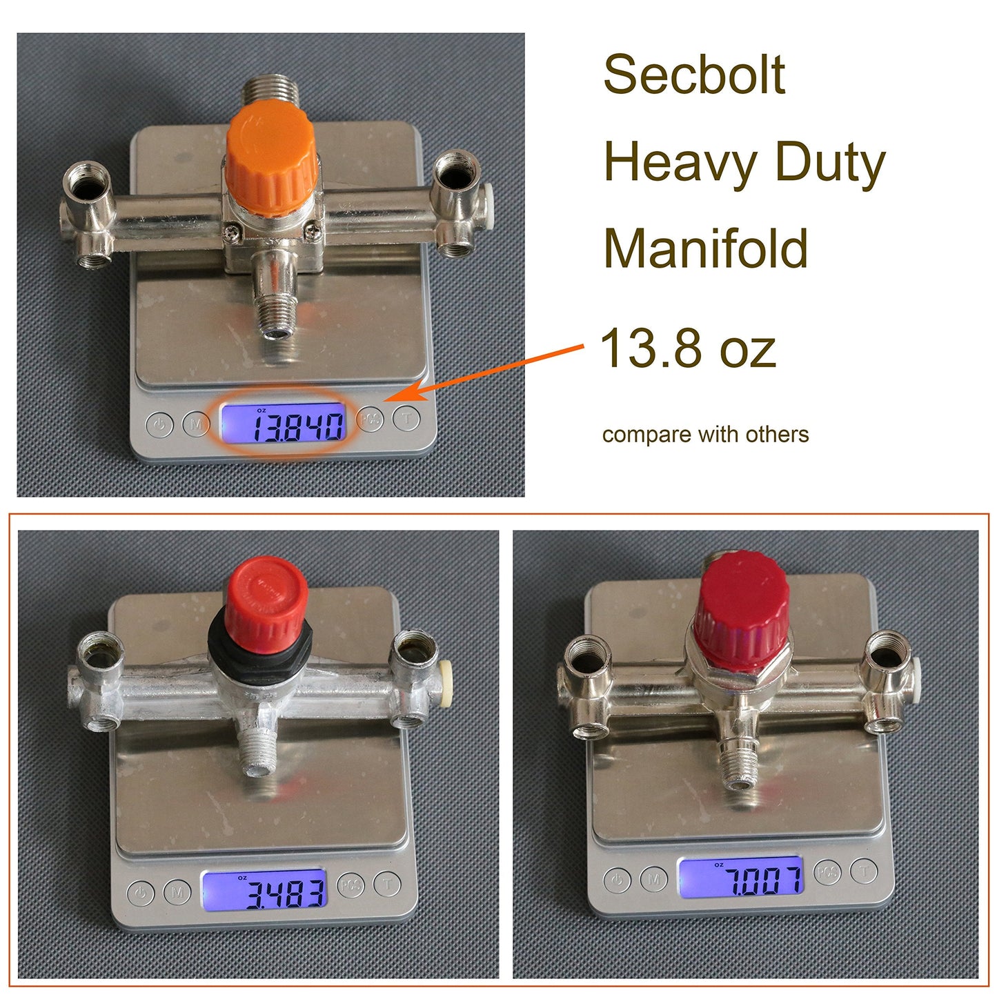 Secbolt Pressure Switch Manifold Regulator Gauges Air Compressor Pressure Switch Control Valve 90-120PSI (Horizontal Switch)