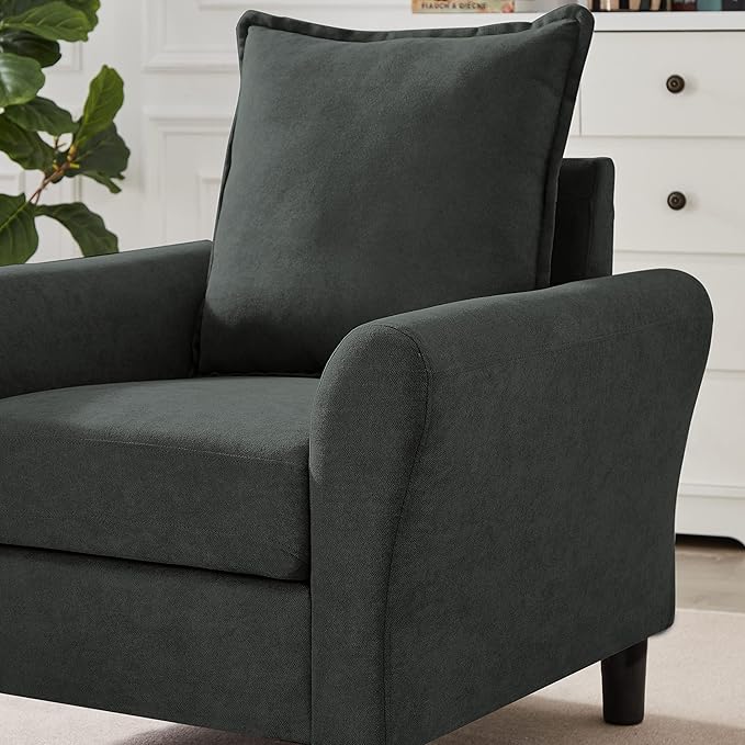 Mid-Century Accent Chair, Modern Linen Fabric Armchair