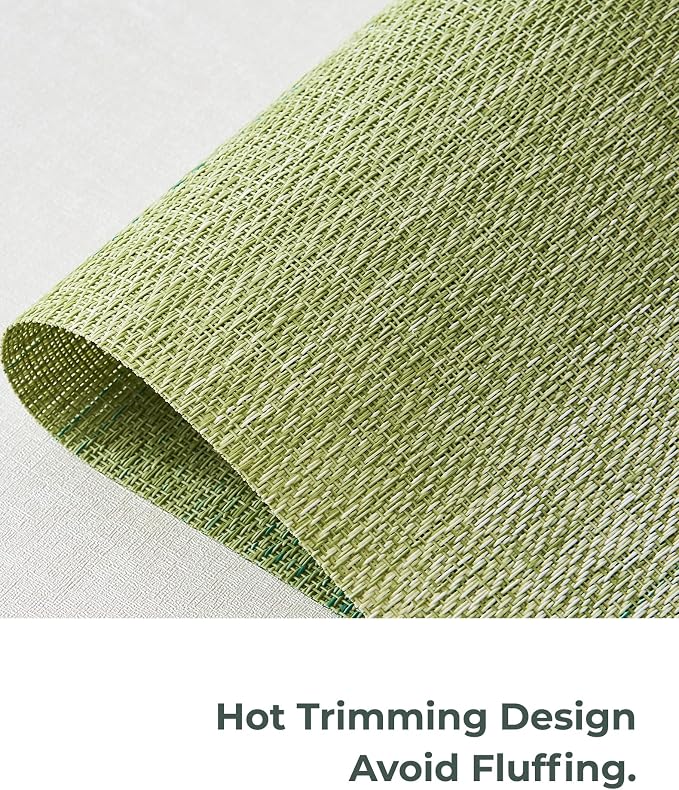 Leetaltree Gradient Green Woven Placemats Set of 6 - Heat Resistant Non-Slip Place mats for Dining Table, Washable Durable PVC Vinyl Woven Table Mats(Gradient Green, 6)