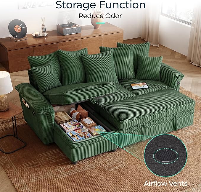 LINSY HOME 90.5'' Sectional Sleeper Sofa
