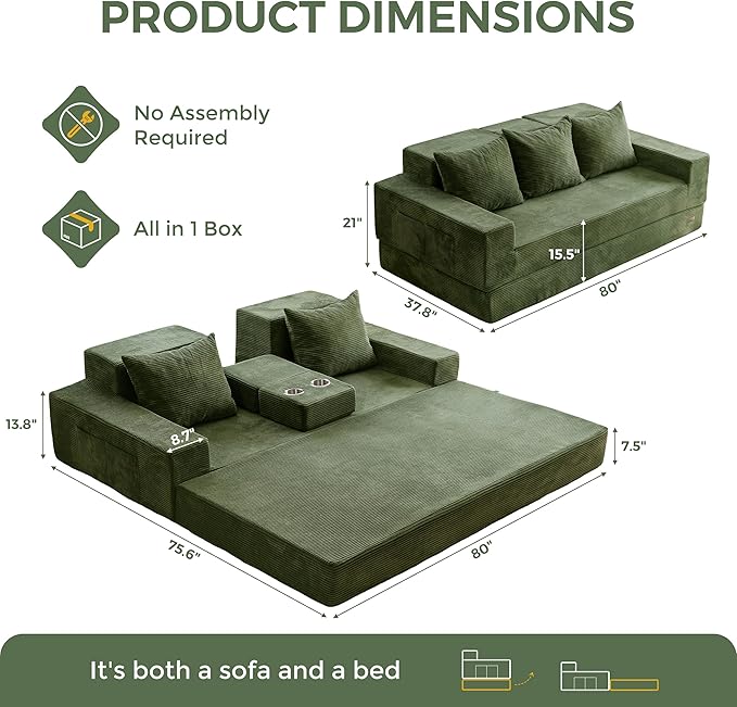 MAXYOYO Convertible Sofa Bed, Folding Sleeper Chair