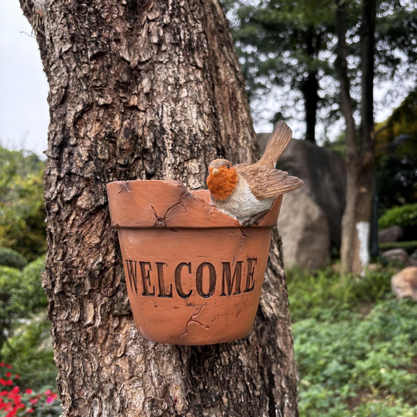 Yaoemei Bird Succulent Planter, Cute Bird Plants Pots, Indoor Outdoor Flowerpot Garden Decor, Bird Bonsai Flower Pot, Wooden Succulent Planter with Drainage for Yard Patio Lawn Balcony