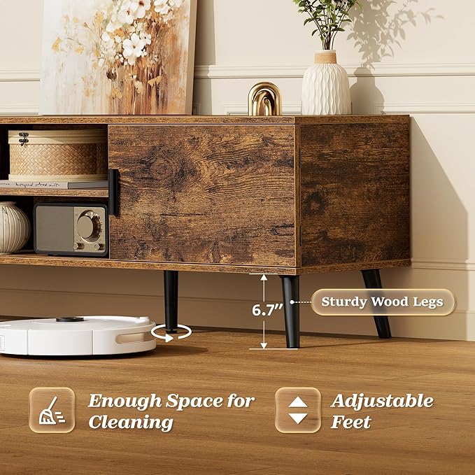 SUPERJARE TV Stand for 55, 65 Inch TV, 63 Inch Entertainment Center