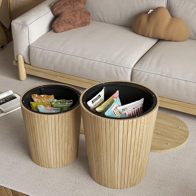Nesting Coffee Table Set of 2, Round End Table