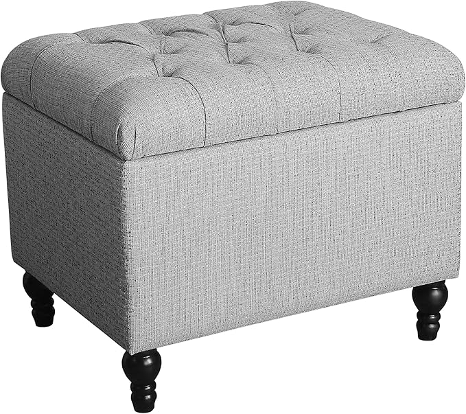 Homepop Home Decor | Upholstered Button Tufted Storage Ottoman | Hinged Lid