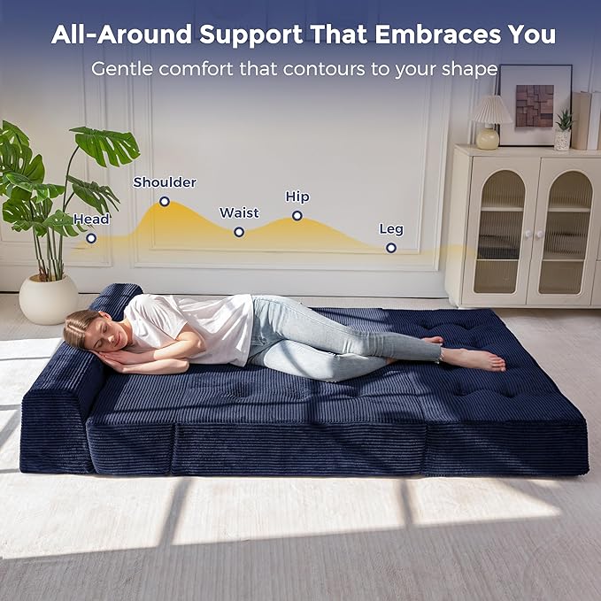 MAXYOYO 8" Folding Sofa Bed, Fold Out Chair Bed Sleeper Chair, Convertible
