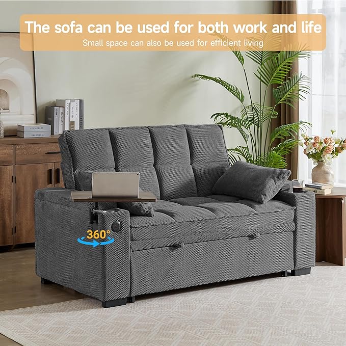 Auvsoce 65'' Chaise Lounge Chair Indoor, 3-in-1 Convertible Sofa Bed