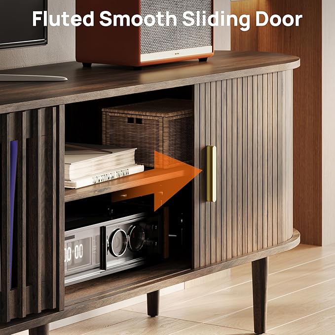 94.5" Fluted Mid Century Modern TV Stand