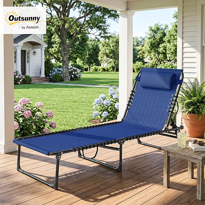 Outsunny Folding Chaise Lounge Chair, Patio Sun Tanning Chair, Outdoor Chaise