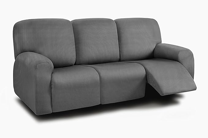 ULTICOR 8-Pieces Recliner Sofa Covers, Yarn Dyed Stretch Reclining Couch Covers