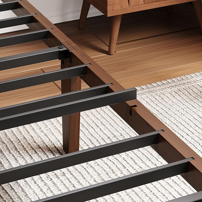 BOSRII 14in High Solid Bamboo Wood Platform Twin Size Bed Frame