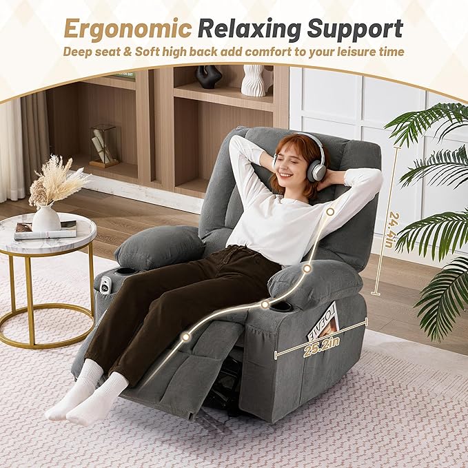 Rocker Recliner Chair with Massage and Heat, Nursery Rocking Chairs