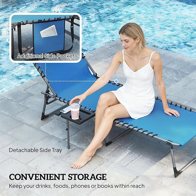 Outsunny Folding Chaise Lounge Chair Outdoor Tanning Chair