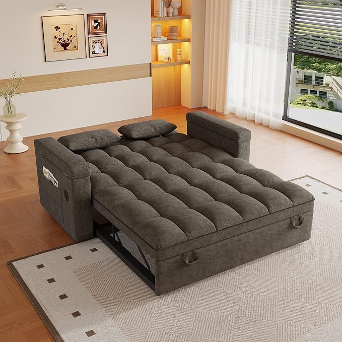 3 in 1 Convertible Sleeper Sofa, 65in Sleeper Couch