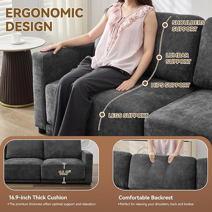 110.6" L Shaped Sectional Sofa, Modular Cloud Deep Seat Couch
