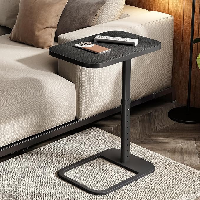 Kitstorack TV Tray Table, Adjustable Height & Rounded Metal Corners, Snack Table