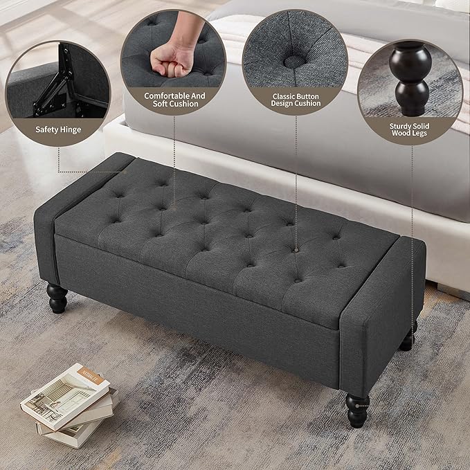 50" W Storage Ottoman Bench