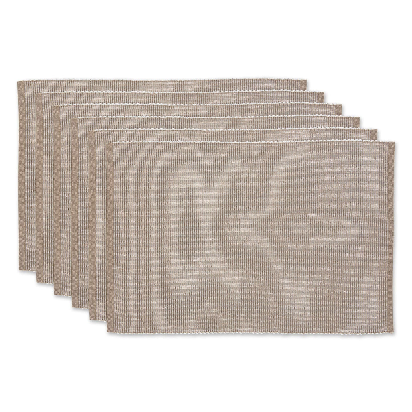 DII Two-Toned Collection Tabletop, Placemat Set, Stone, 6 Piece