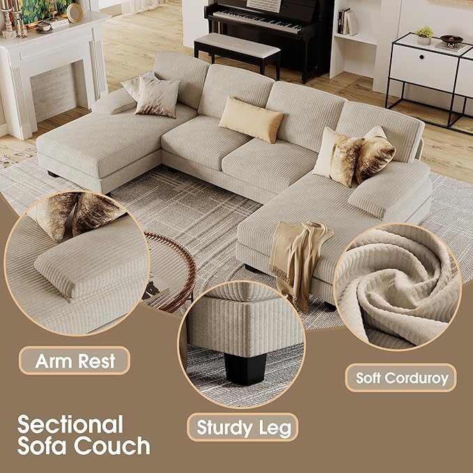 Furmax Sectional Couches for Living Room, U-Shaped Sofa Couch