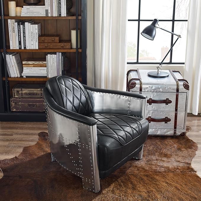 Art Leon Genuine Leather Accent Chairs