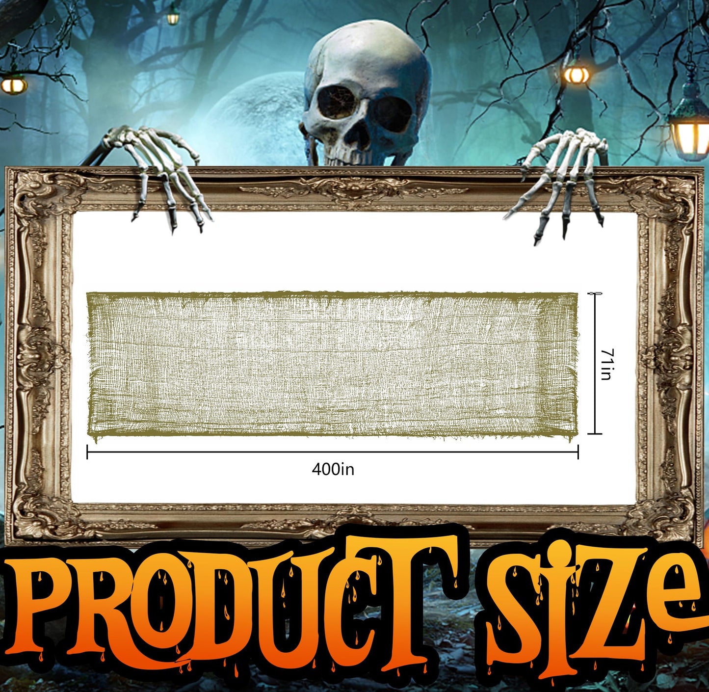 RunNico 400" x 71" Halloween Creepy Cloth - Halloween Spooky Fabric Cloth - Scary Gauze Blood Creepy Clothes for Haunted House Halloweens Party Yard Wall Doorway Outdoors Decoration