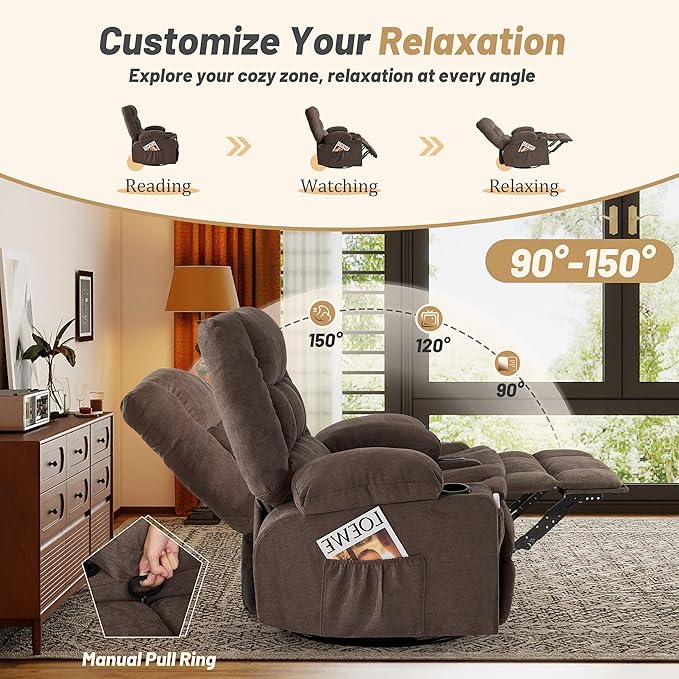Oversized Swivel Rocker Recliner Chair
