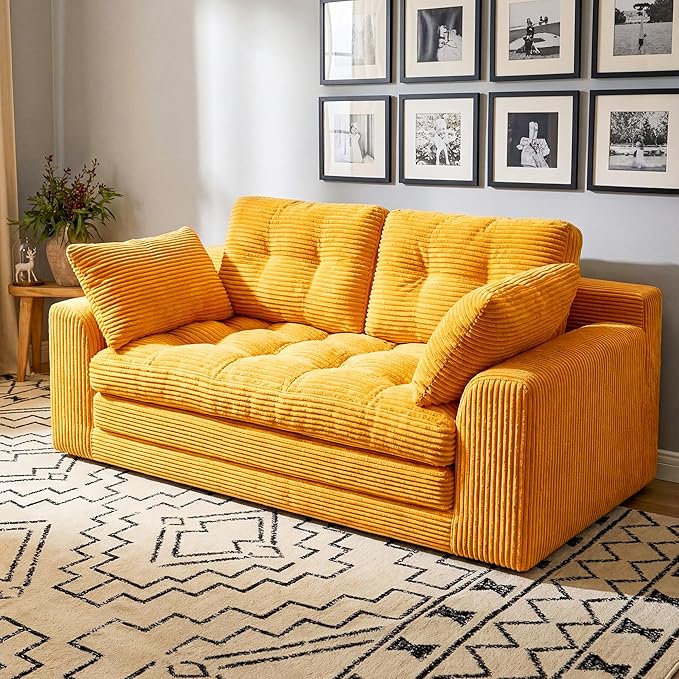 Homkdom Convertible Loveseat Sleeper, Space-Saving Folding Sofa Bed