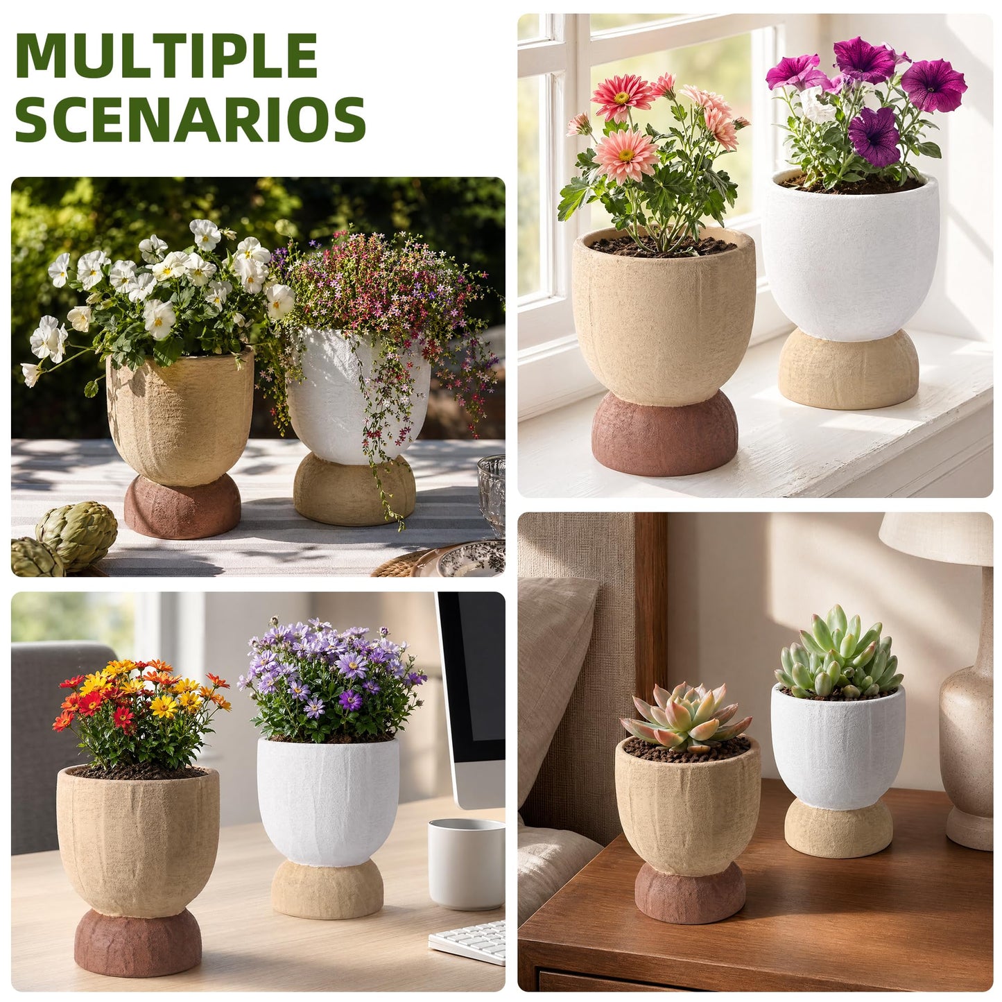 DREAMLOOM Terracotta Planter for Plant Flowers, 6.4Inch Terracotta Pots for Succulents, Bonsai, Fairy Gardens, Herbs, Terra Cotta Color(Two-Tone)