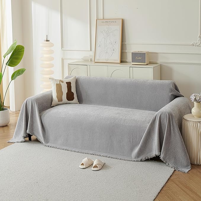Couch Cover for Dogs, Boho Sofa Covers for 3 Cushion Couch, Chenille Sofa
