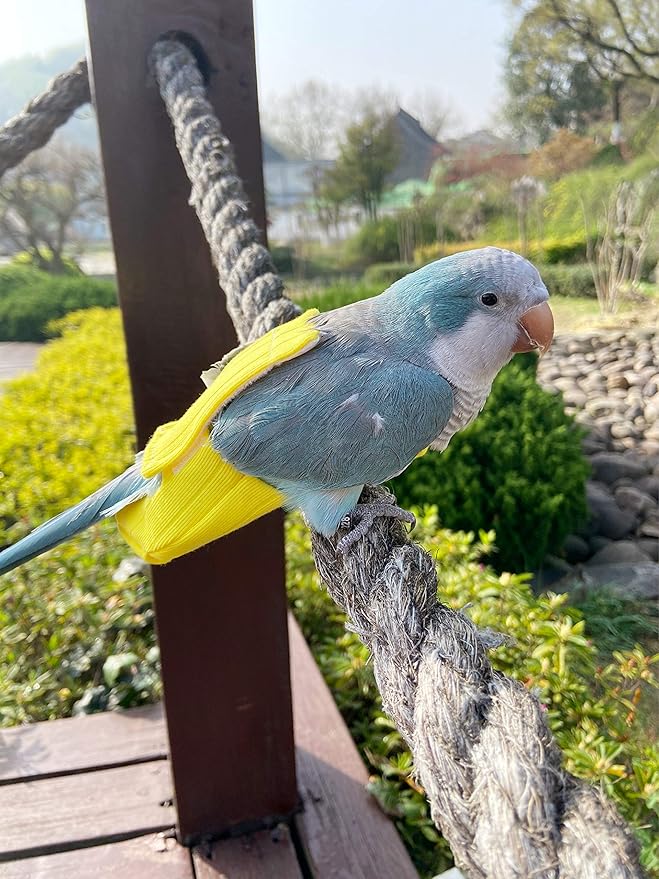 Parrot Bird Diapers, Birds Flight Suit, Parrot Clothes, Pet Animal Costumes, Bird Clothes, Cockatiel Bird Diaper, Pet Bird Diapers, Parrot Flight Suit, Bird Parrot Clothes (Yellow, 4XL)