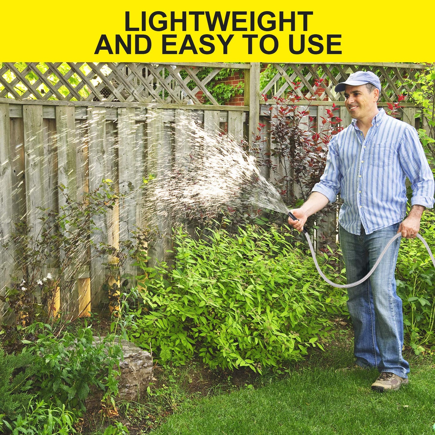 FOXEASE Metal Water Hose 5 ft - Stainless Steel Water Hose with Adjustable Nozzle, Lightweight, Tangle Free & Kink Free, Heavy Duty, High Pressure, Flexible, Dog Proof