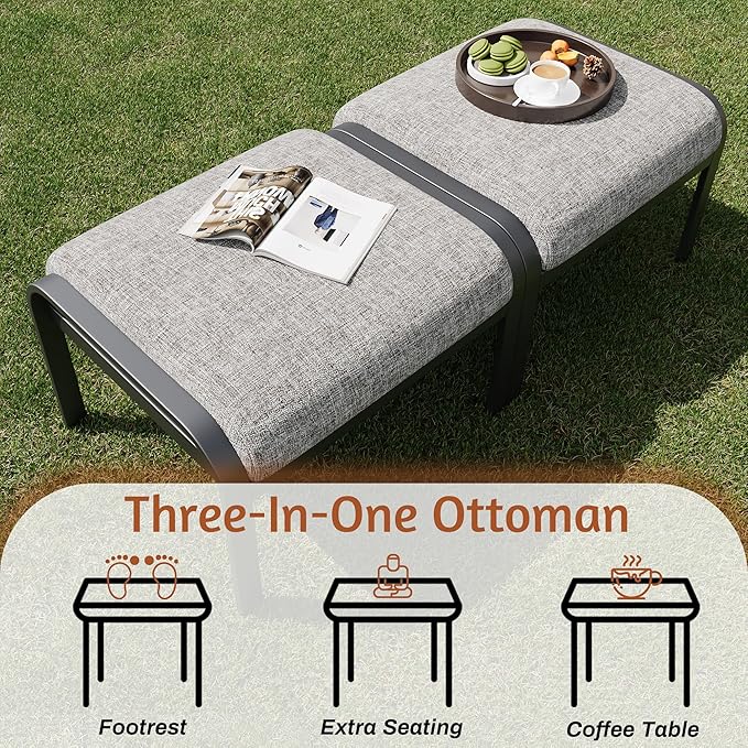 HOMREST Patio Furniture Sets 7 PCS Outdoor Metal Conversation Sets, 360 Degree