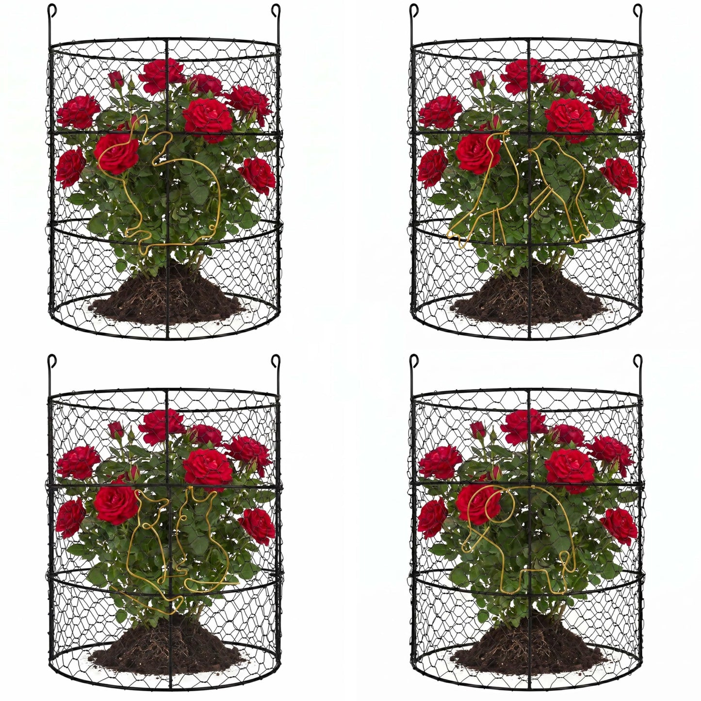 DHAMPOOH Large Plant Protection Cage, 4 Pcs Heavy Duty Chicken Wire Cloche, Metal Protectors for Garden Plants, Protecting Fruits and Seedlings from Rabbits, Squirrels and Other Animals - 14'' x 16”
