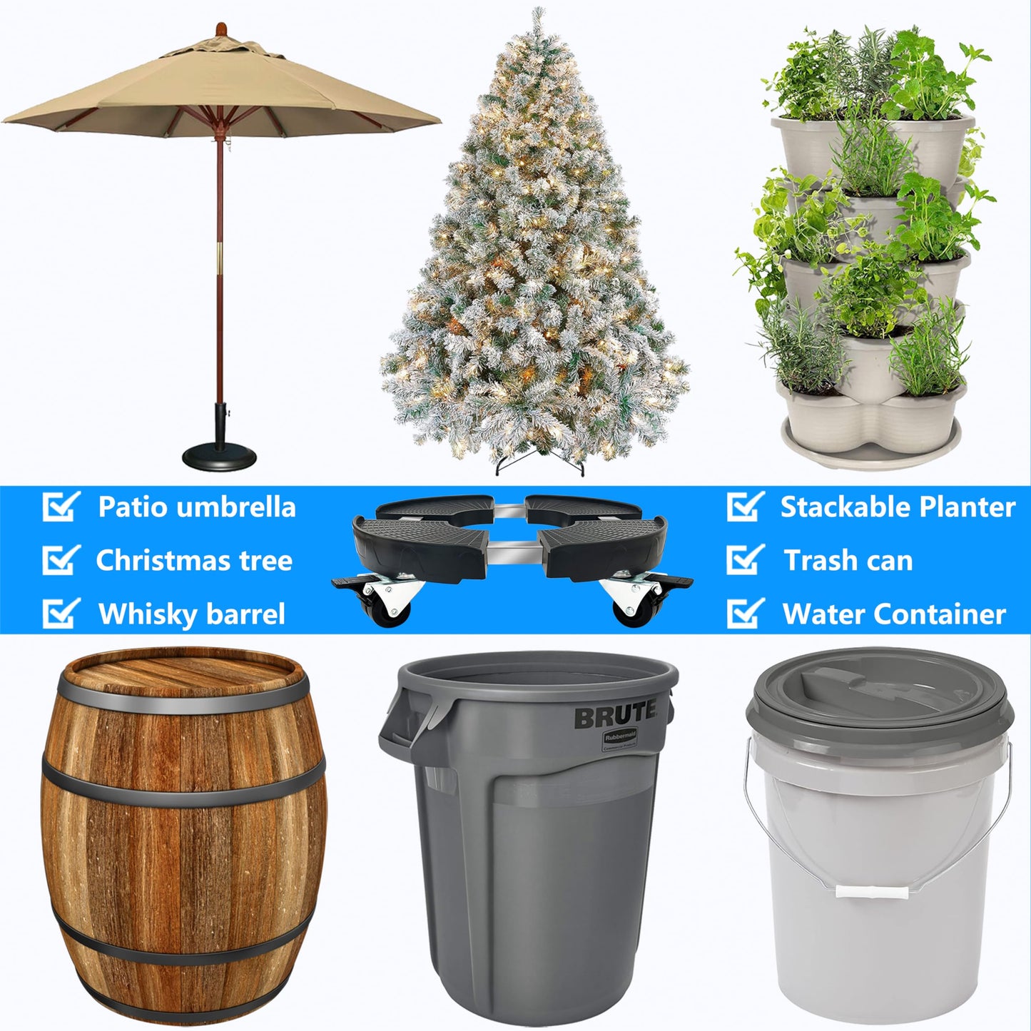 CASIMR Plant Stand with Wheels, Adjustable 15-21" Heavy Duty Plant Caddy with Casters, 440lb Capacity Indoor Outdoor Large Potted Planter Cart Dolly, Rolling Plant Stand for Flower Pot