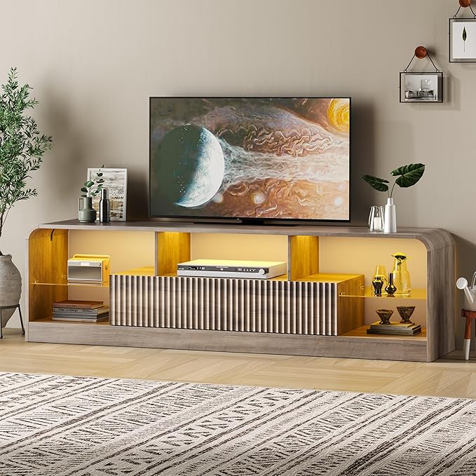 TV Stand for 60/65/70 Inch TVs, Modern Curved TV Console