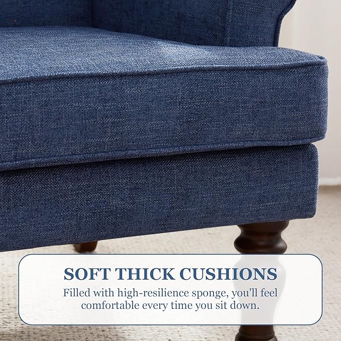 HUIMO Printed Wingback Accent Chair, Linen Upholstered High Back Armchair