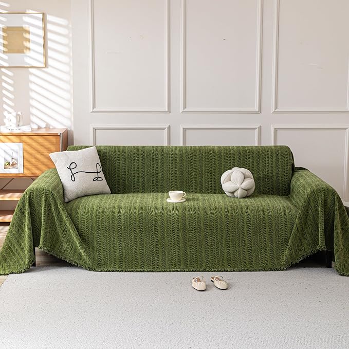 Boho Chenille Couch Cover for Dogs, Non Slip Sofa Cover, Couch Slipcover Covers